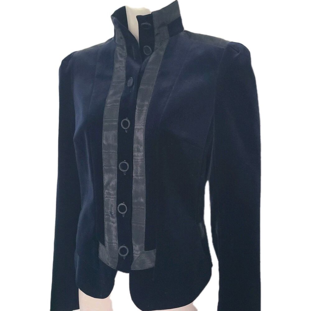 DVF Diane von Furstenberg Women's Size 2 Dark Navy Velvet wool Blazer Jacket